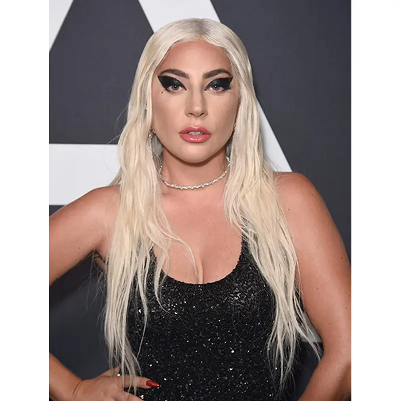 Straight Platinum Blonde Lace Front Long Without Bangs Lady Gaga Wigs