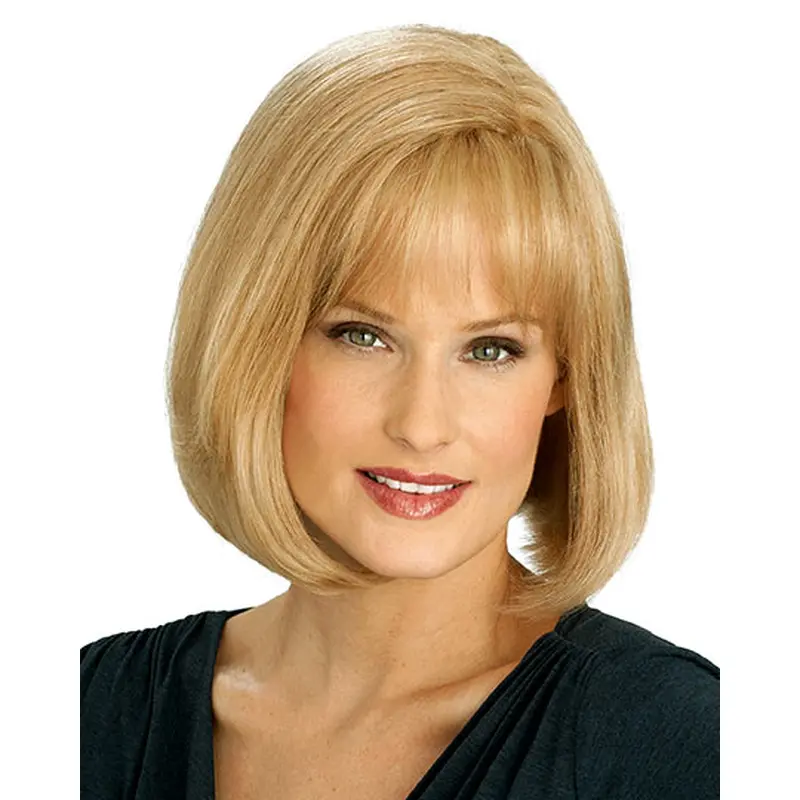 Convenient Blonde Straight Chin Length Celebrity Wigs