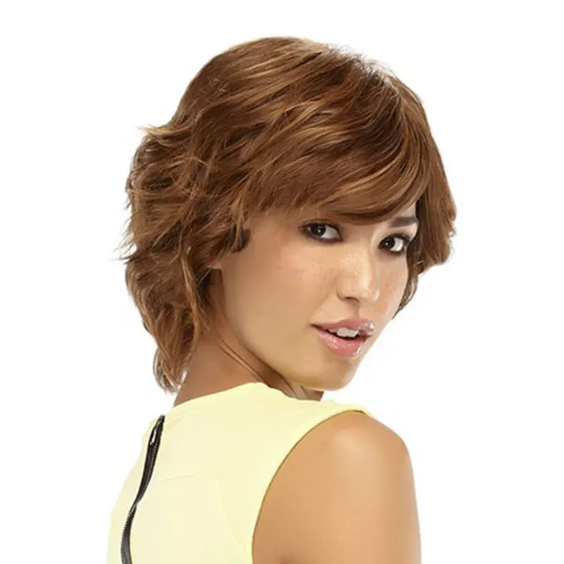 Glamorous Monofilament Wavy Chin Length Human Hair Wigs For Cancer