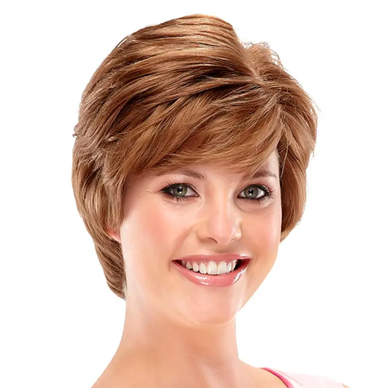 High Quality Auburn Layered Wavy Short Wigs