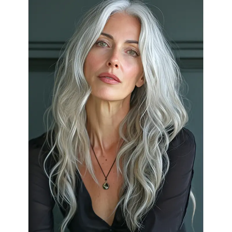 Long Wavy Grey 18" Lace Front Wigs For Sale