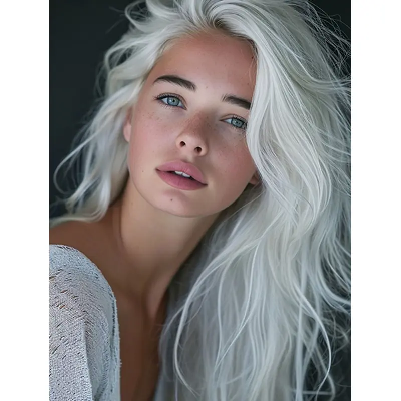 Long Wavy Grey 18" Lace Wigs Front