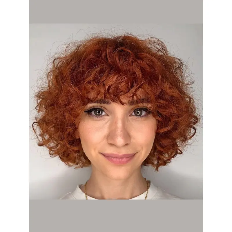 Short Curly Wigs 10" Copper Synthetic Wigs