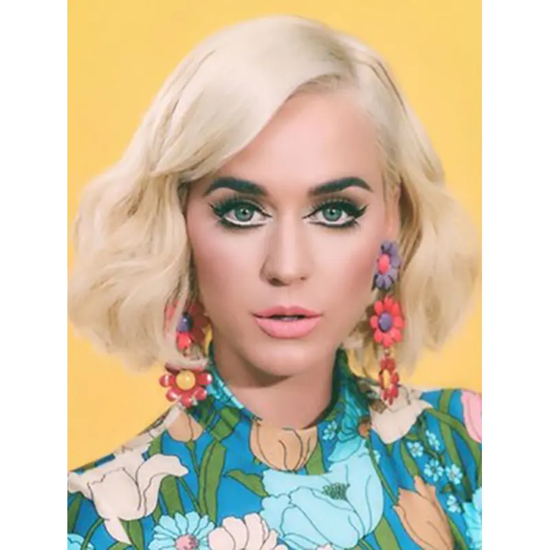 Wavy Platinum Blonde Lace Front Chin Length Bobs Katy Perry Wigs