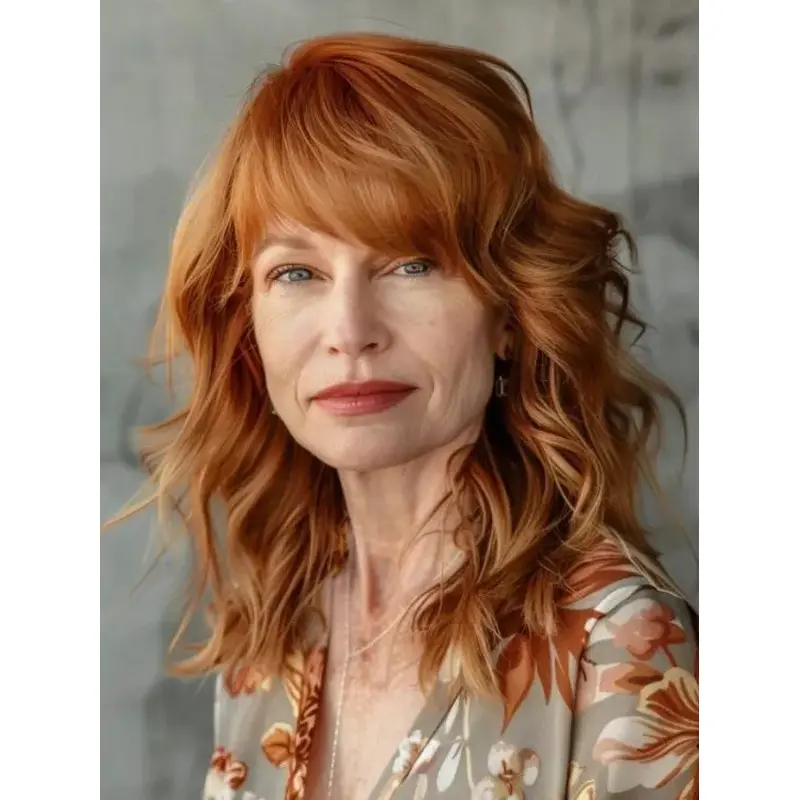 Womens Long Hair Wigs Lace Front 16" Layered Wavy Wigs