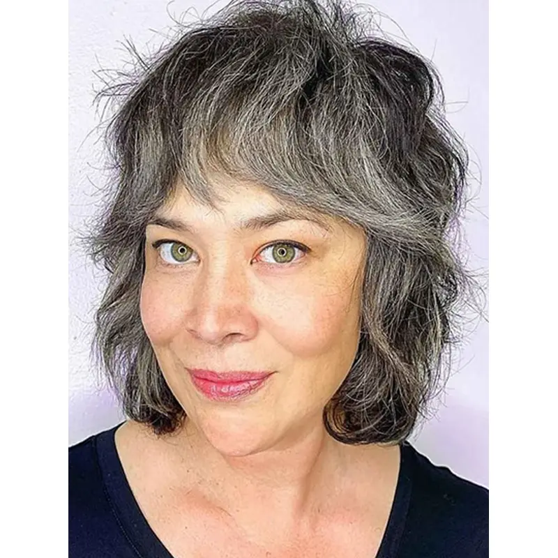 Chin Length Grey Lace Front 12" Fashion Wigs