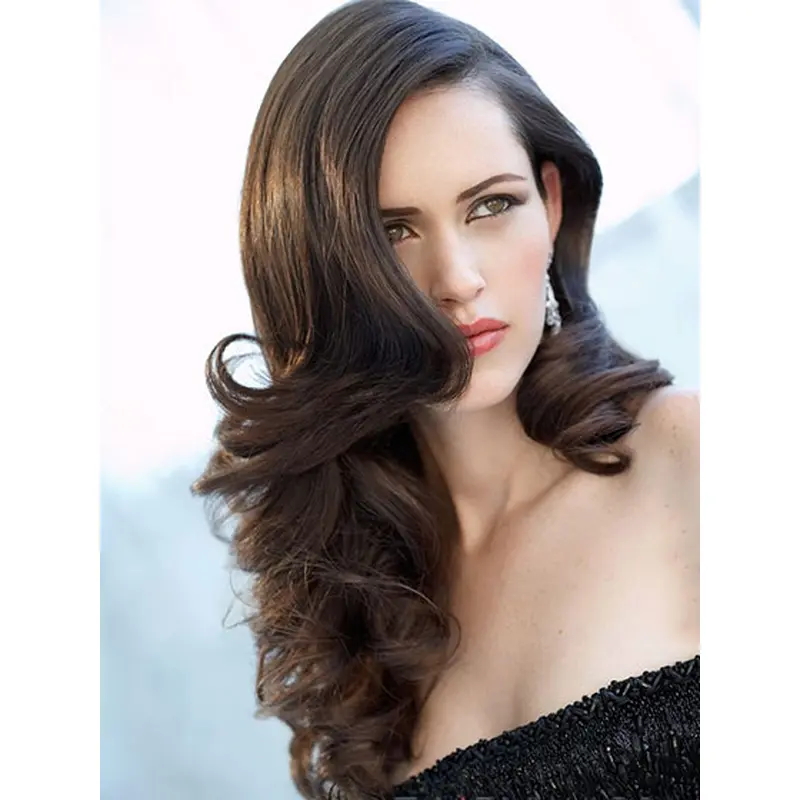 Comfortable Black Remy Human Hair Long Wigs