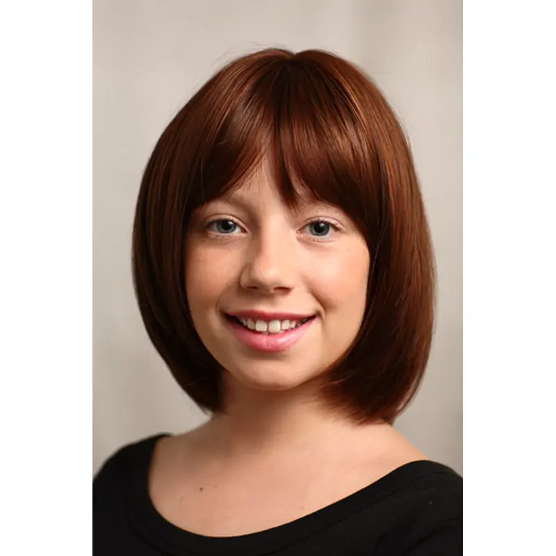 Fashionable Auburn Straight Chin Length Kids Wigs