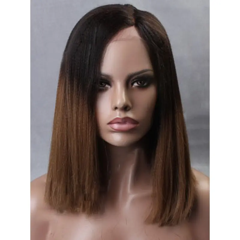 Inspired Ombre Medium Length Full Lace Human Hair Wig