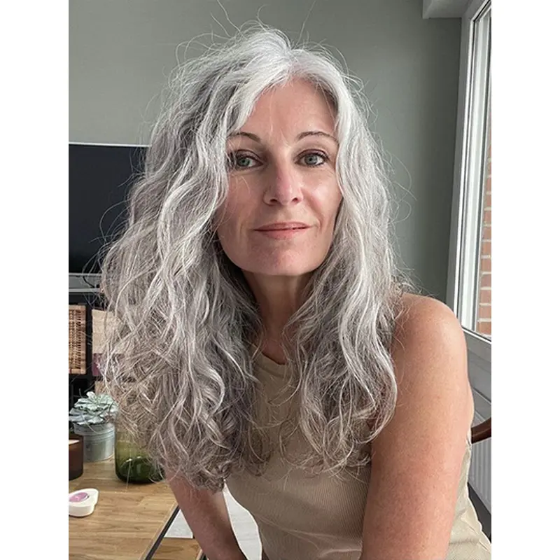 Long Wavy Grey 16" Buy Lace Wigs