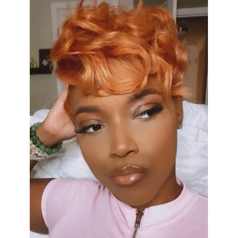 Short Wig For African American 4" Boycuts Monofilament Wigs