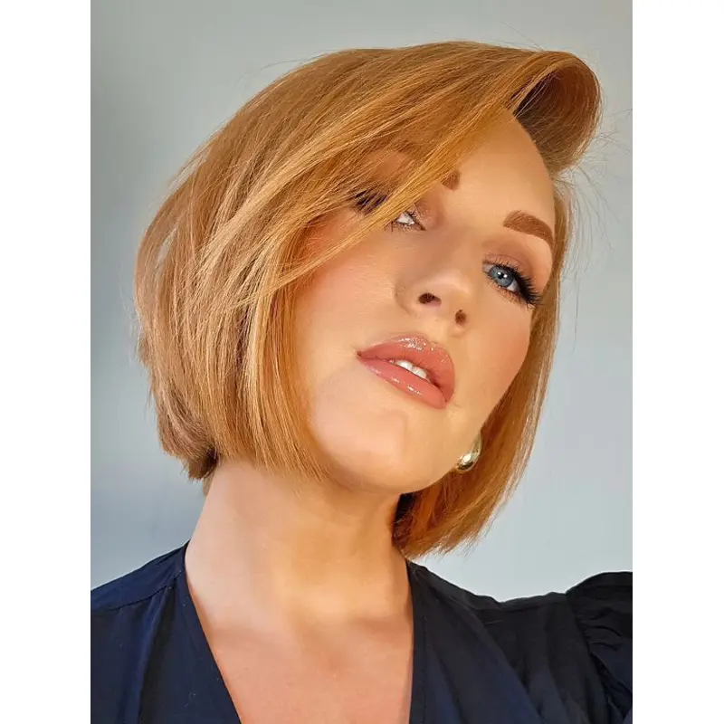 Straight Cut Bob Wig 10" Chin Length Copper Lace Front Wigs