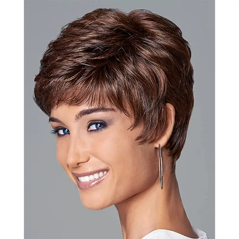 Easy Auburn Boycuts Wavy Short Wigs