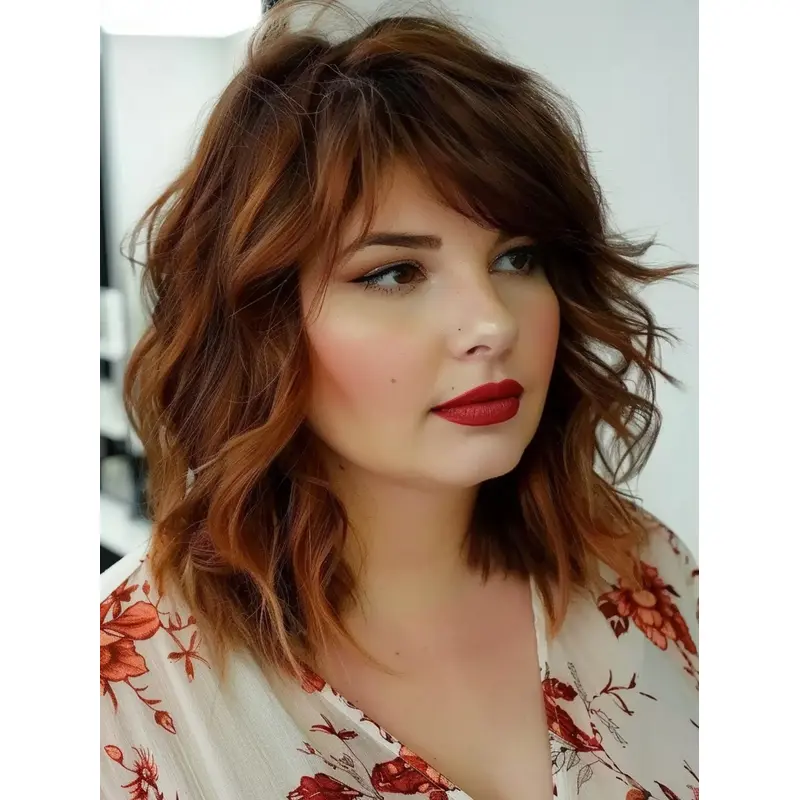 Mid Length Hair Wig Synthetic Lace Front 12" Wavy Wigs