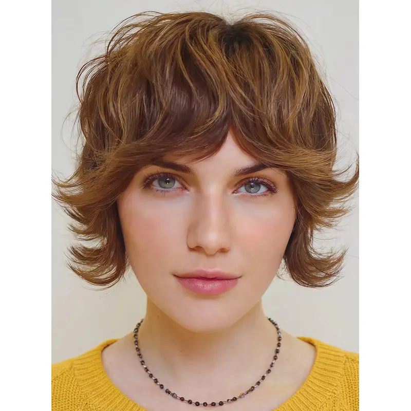 Short Bob Wigs 8" Wavy Blonde Remy Human Hair Monofilament Wigs