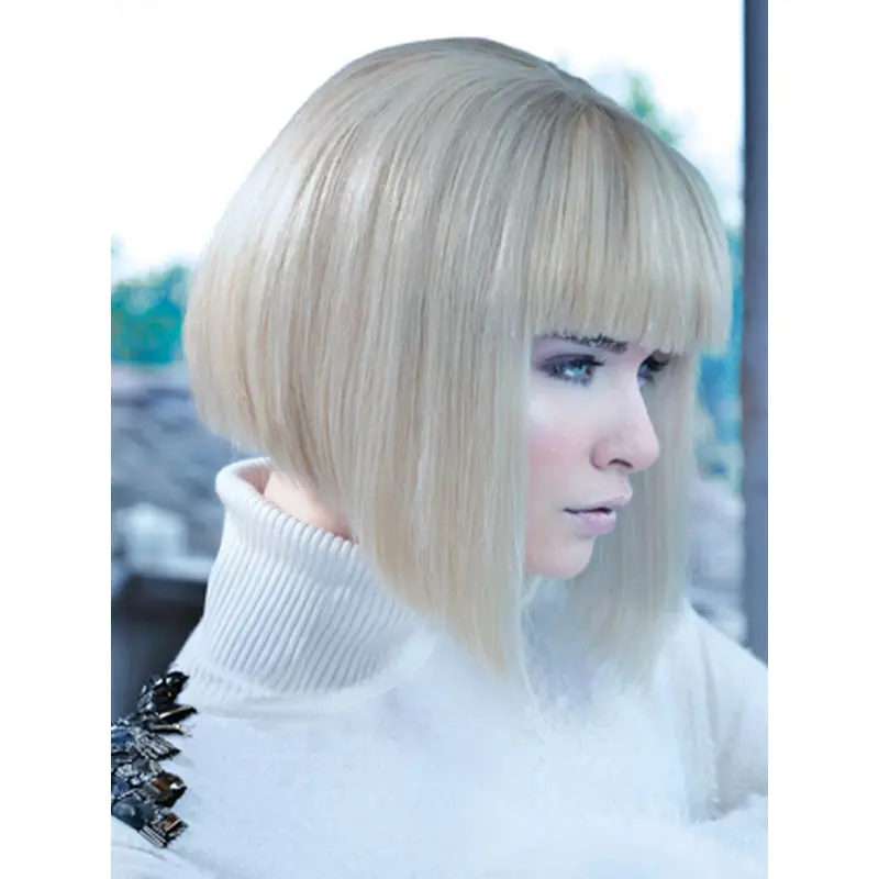 Young Fashion Platinum Blonde Chin Length With Clear Clean lines Lace Front Wigs