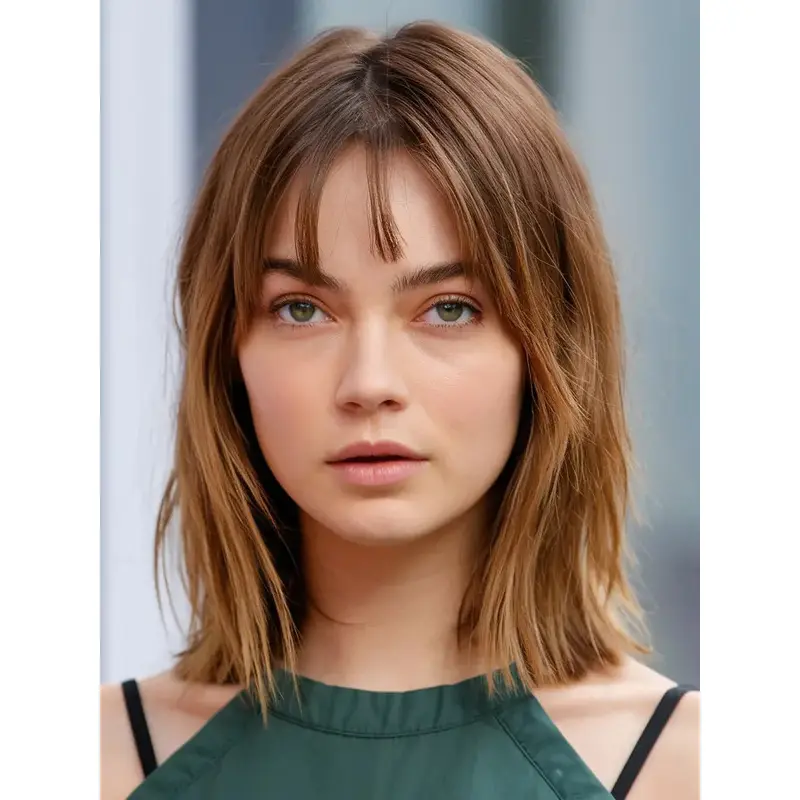 Medium Lace Front Wigs Copper 12" With Bangs Wigs