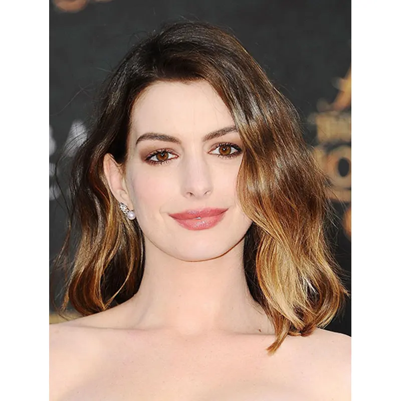 Wavy Ombre/2 Tone Lace Front Shoulder Length Without Bangs Anne Hathaway Wigs