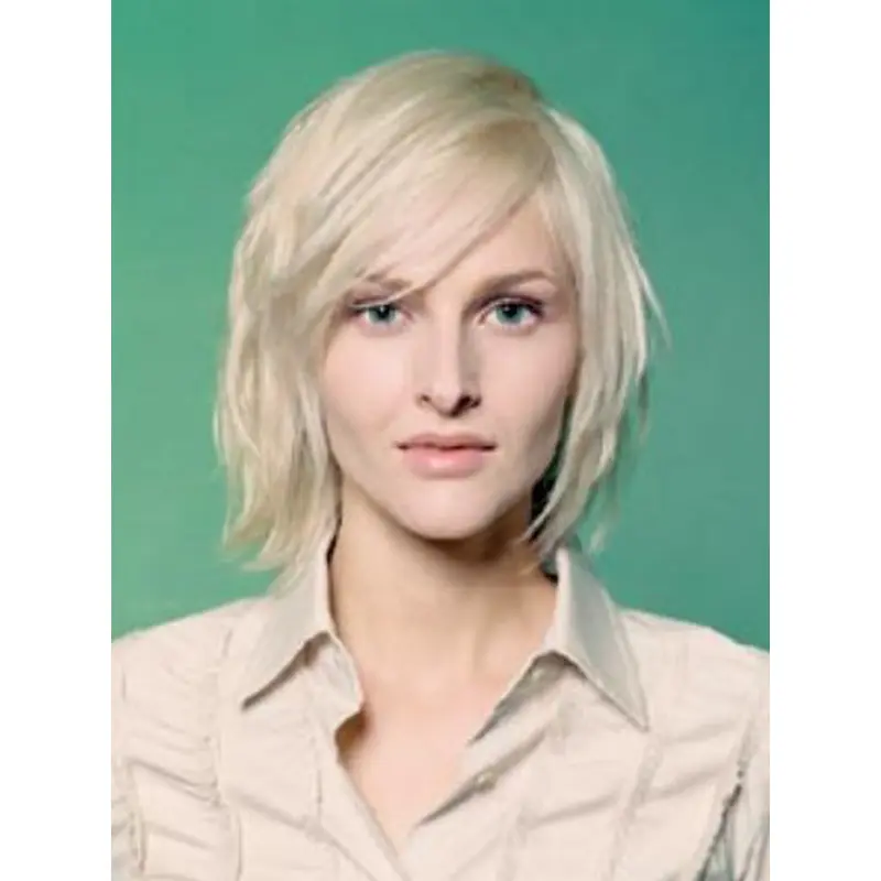 Young Fashion Chin Length Platinum Blonde Full Lace Human Wigs