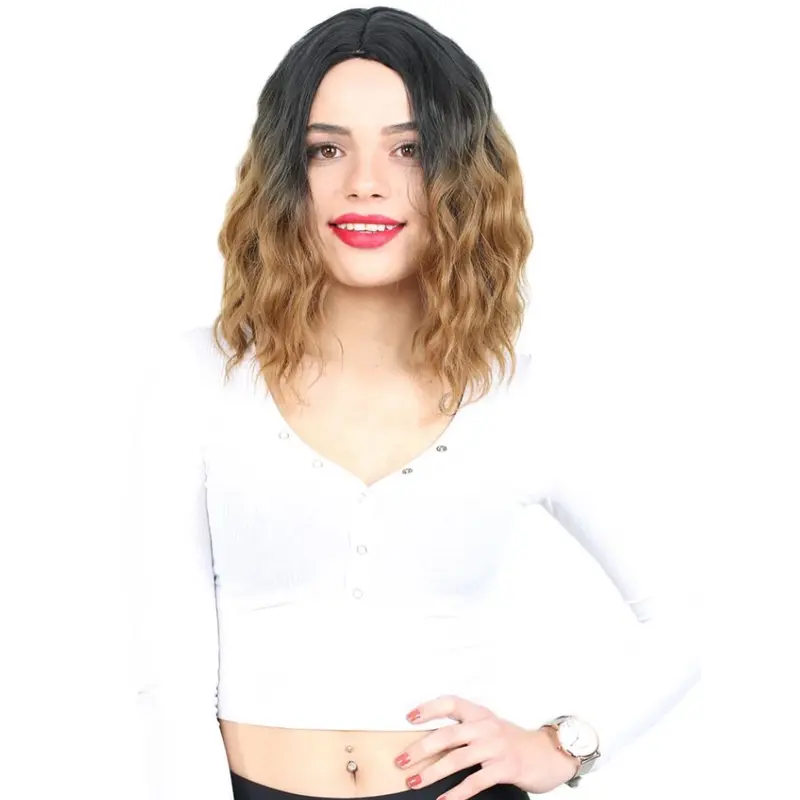 14" Monofilament Wavy Ombre/2 Tone Exquisite Medium Wigs