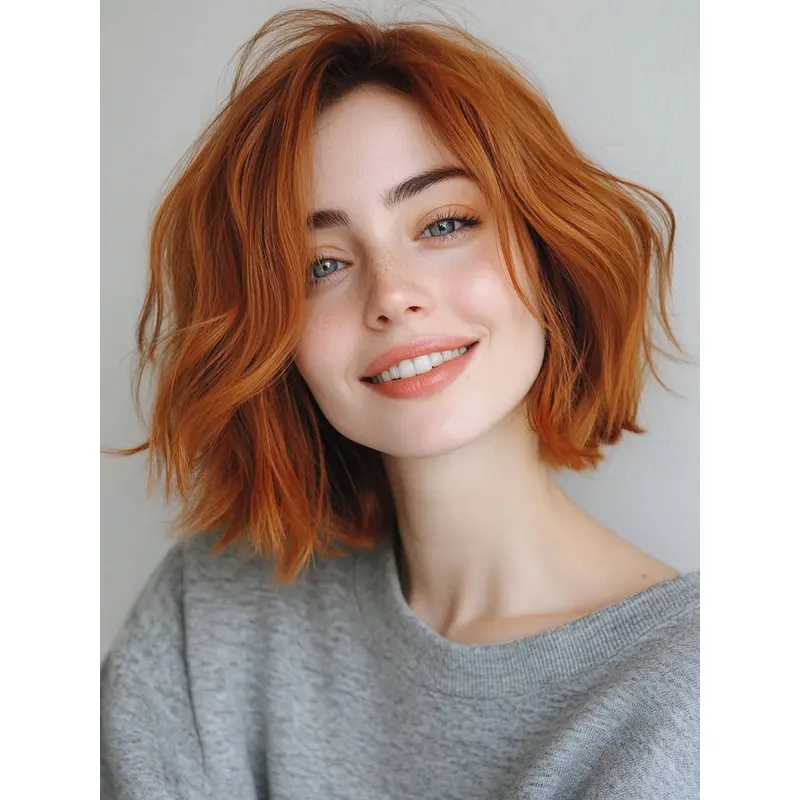 Bob Lace Wig Wavy Chin Length 10" Layered Wigs