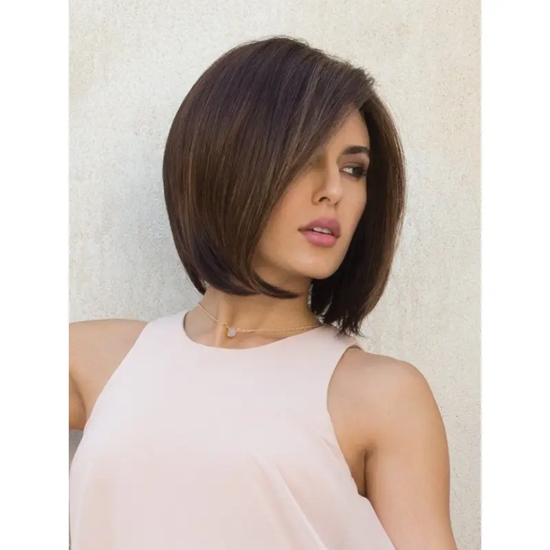 Brown Chin Length Straight Bob The Most Natural Looking Capless Wig