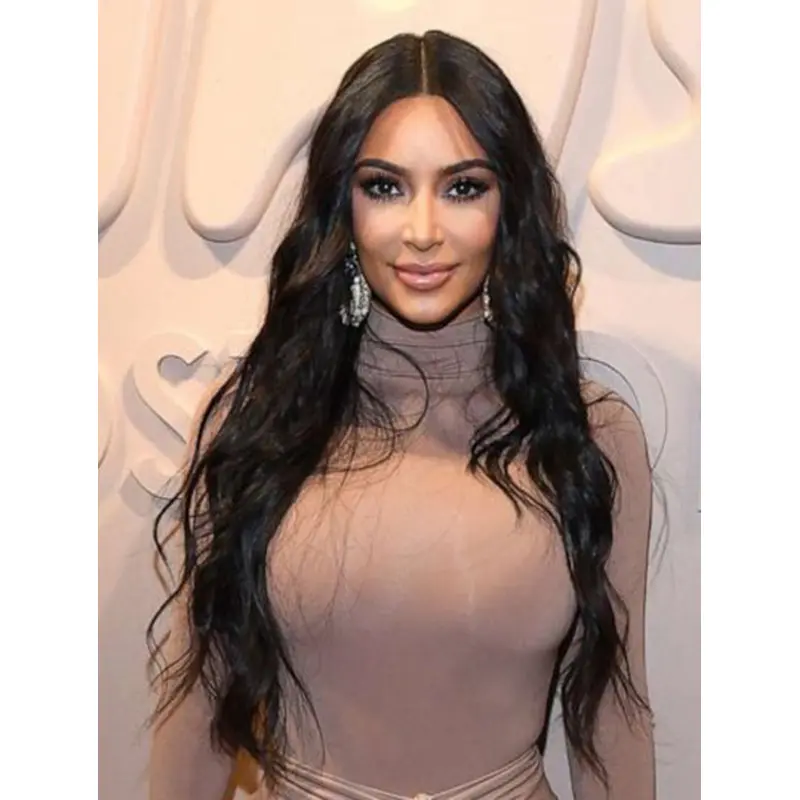Long 26" Wavy Without Bangs Lace Front Kim Kardashian Wigs