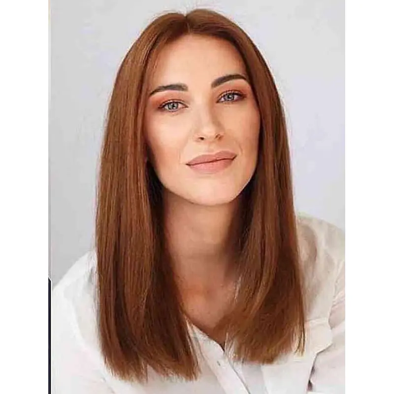 Long Straight Wigs Human Hair Lace Wig Copper Without Bangs Long Hair Wigs