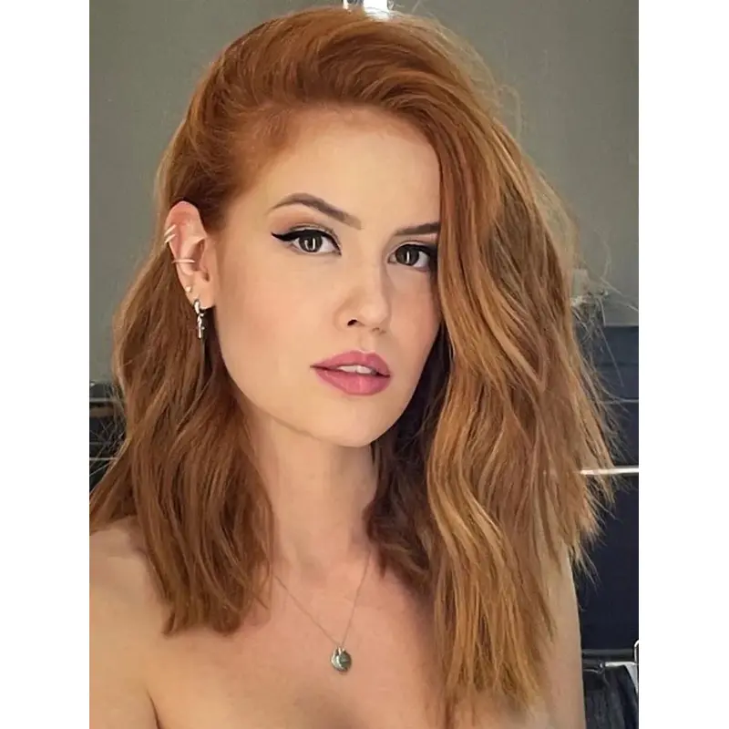 Shoulder Length Wig Lace Front Without Bangs Wigs Synthetic Wavy Wigs