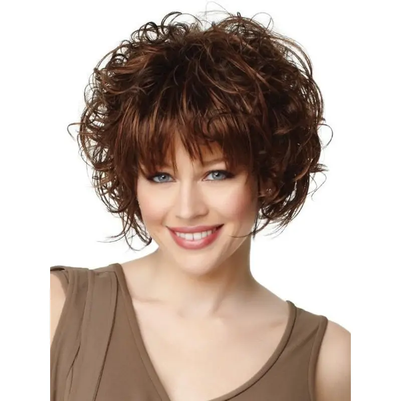 Auburn Capless 8" Short Straight Synthetic Wigs With Bangs