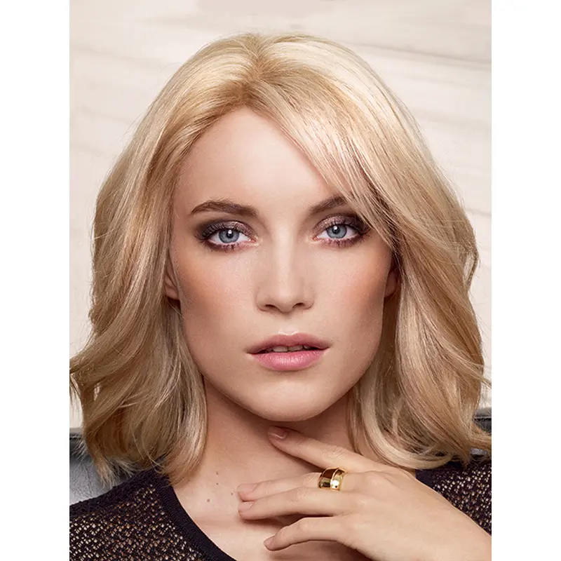 Capless Blonde Layered 14" Medium Length Wigs For Women