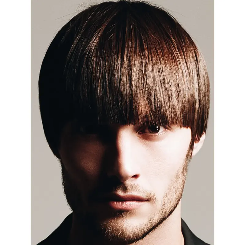 Lace Wigs For Men With Bangs Straight Cropped Synthetic 4" Wigs