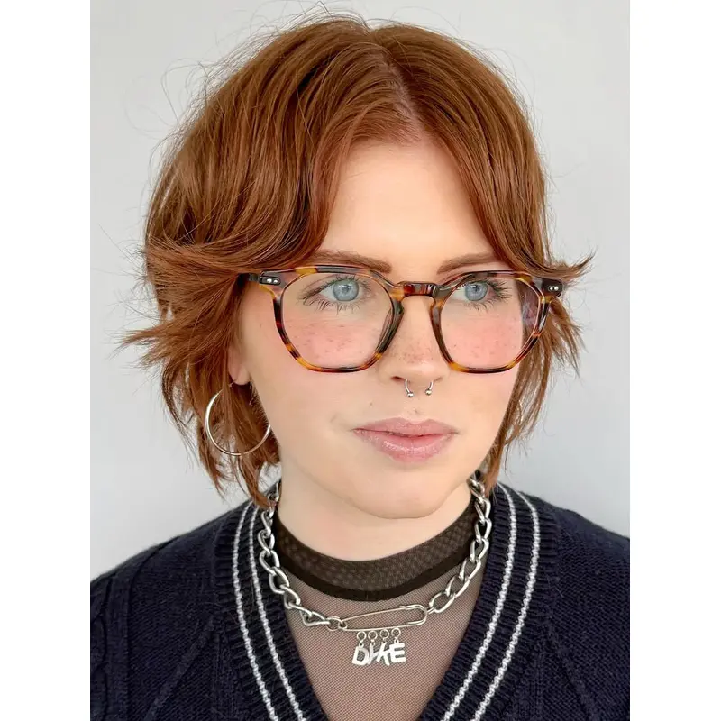 Short Wavy Bob Wigs 8" Lace Front Layered Synthetic Wigs