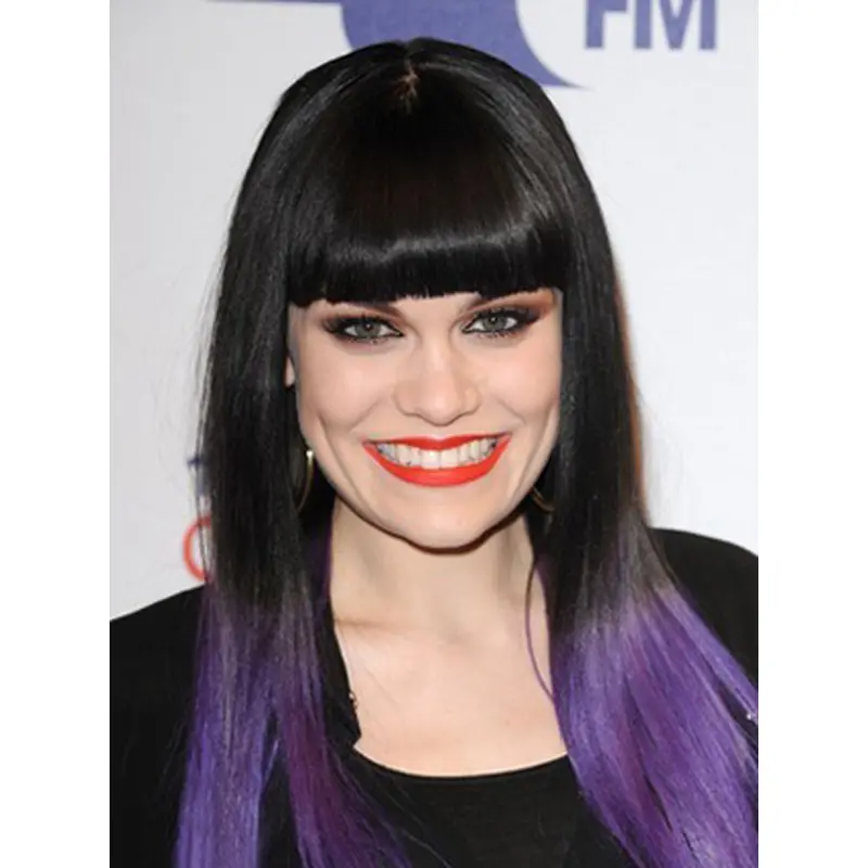 Straight Black to Purple Human Hair Ombre Wigs