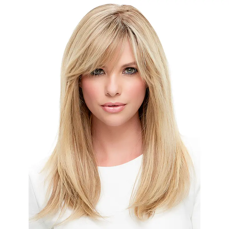 Style 18" Straight With Bangs Human Hair Wigs