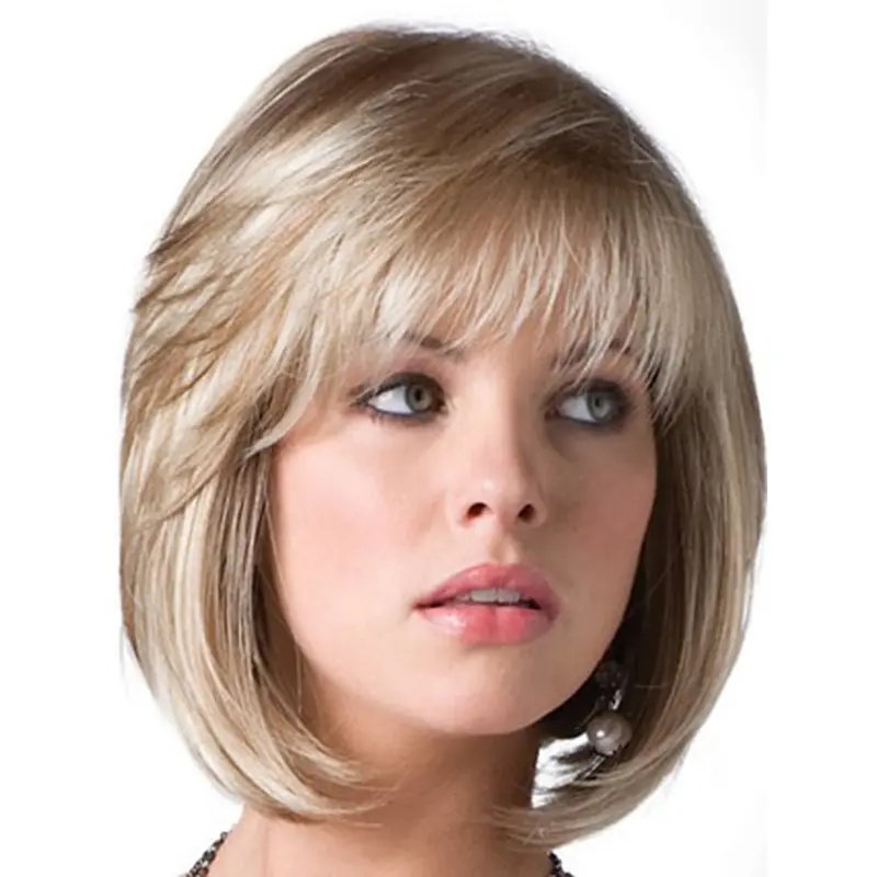 Traditiona Blonde Straight Chin Length Bob Wigs