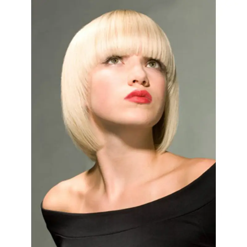 Young Fashion Platinum Blonde Full Lace Synthetic Chin Length Wigs