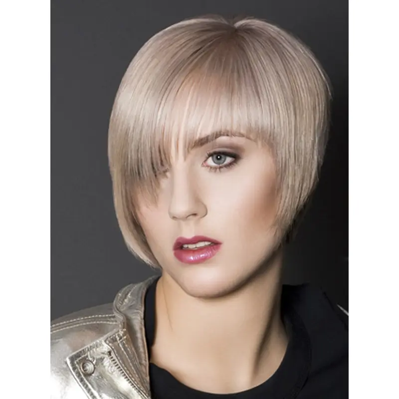 Young Fashion Platinum Blonde Layered Short Capless Synthetic Wigs