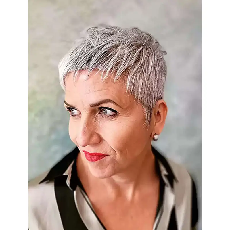 Boycuts Remy Human Hair Lace Front Straight Short White Wig