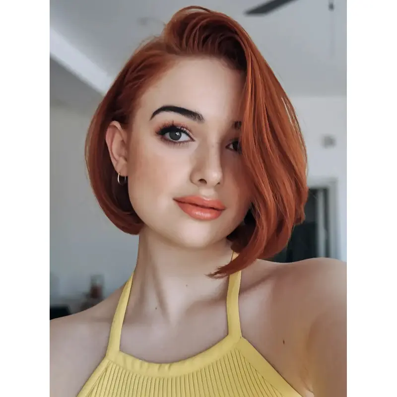 Ladies Wig Bob Copper 10" Chin Length Layered Wigs