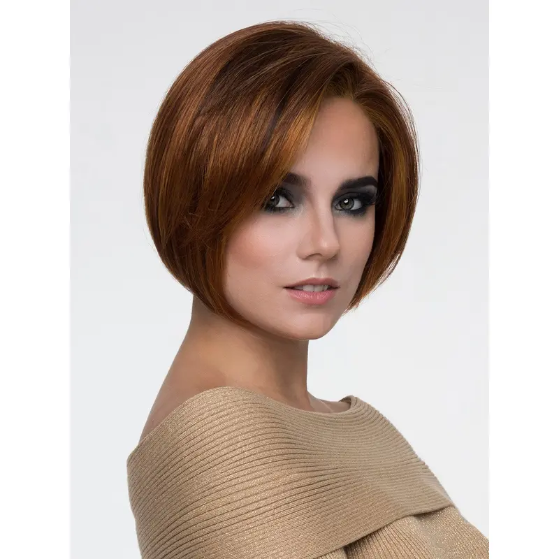 Straight Cropped Auburn Synthetic Bob Synthetic Wigs