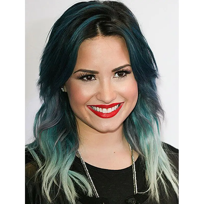 14" Lace Front Shoulder Length Ombre/2 Tone Without Bangs Demi Lovato Wigs