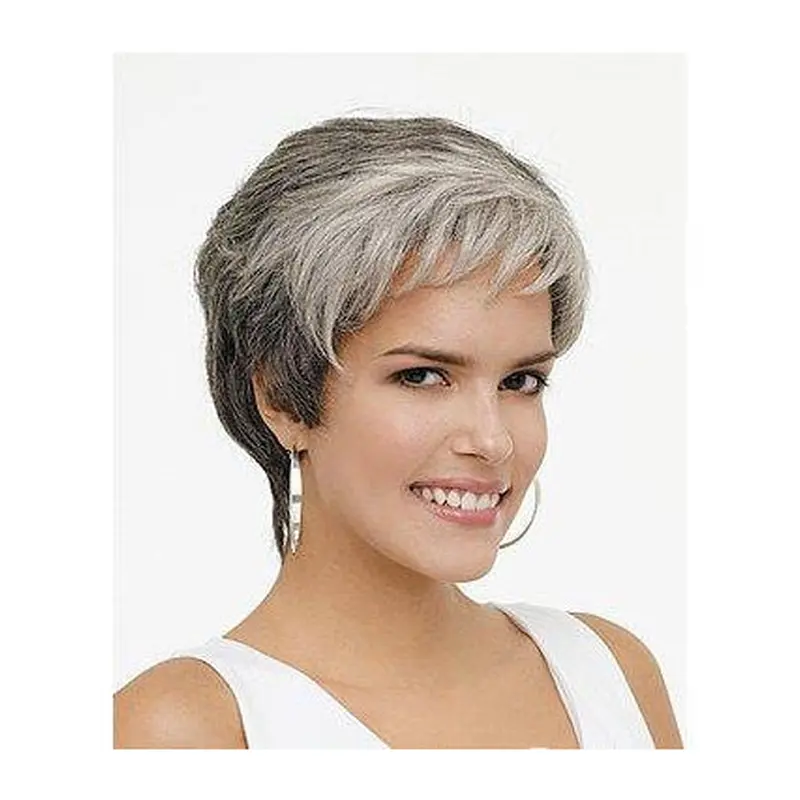 High Quality Wavy Short Synthetic Grey Wigs