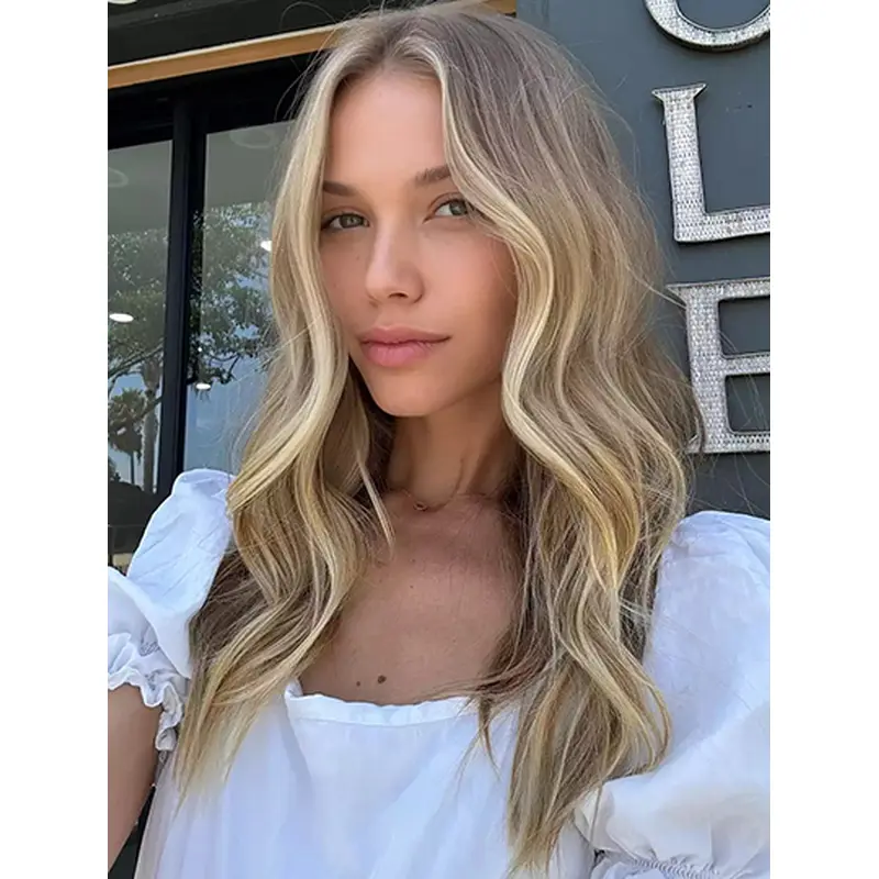 Lace Front Blonde Without Bangs 18" Women Long Hair Wigs