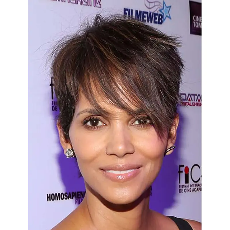 Straight Brown Lace Front Short Boycuts Halle Berry Wigs