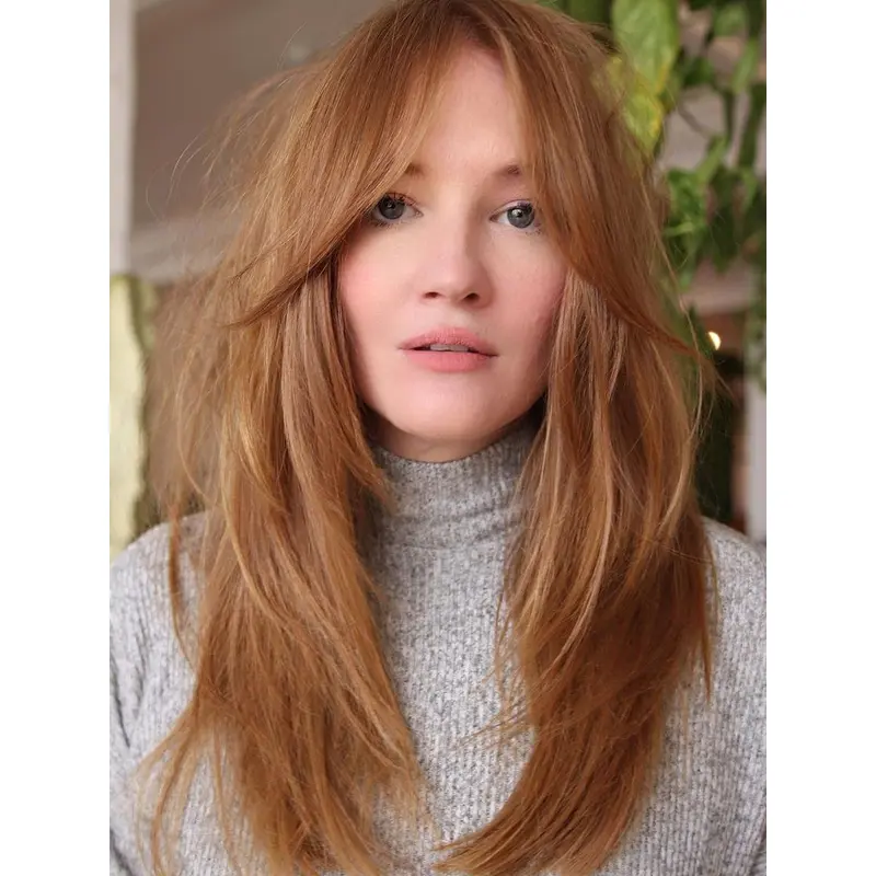 Straight Copper 16" Long Lace Front Wigs