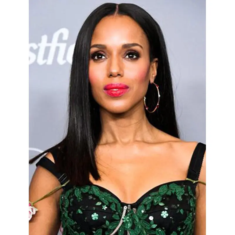 Straight Long Black Remy Human Hair Kerry Washington Wigs