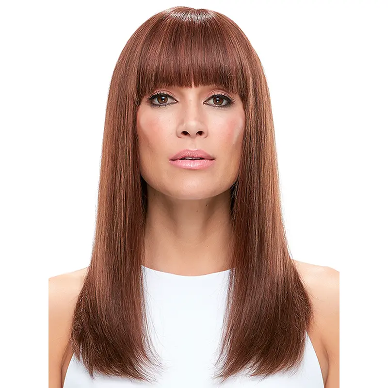Gorgeous 18" Straight With Bangs Human Hair Wigs