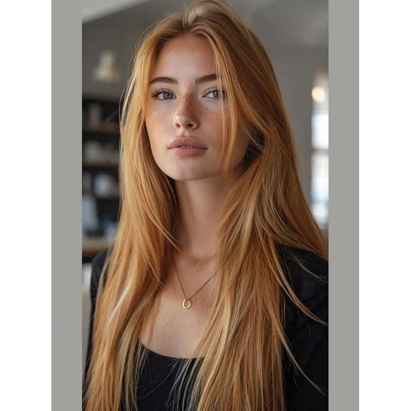 Straight Lace Front Copper 18" Natural Long Wigs