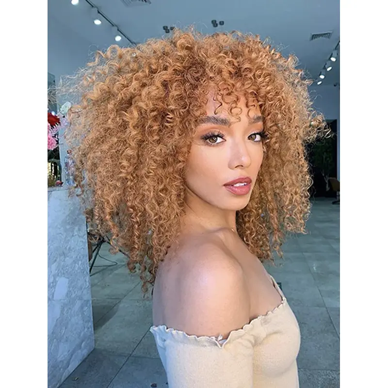 14" Curly With Bangs Remy Human Hair Hair Wigs